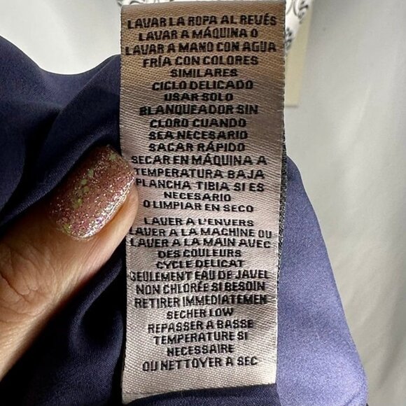 Nanette Lepore Navy Floral-Print Ruffled-Skirt Dress Size 10 - Picture 8 of 9